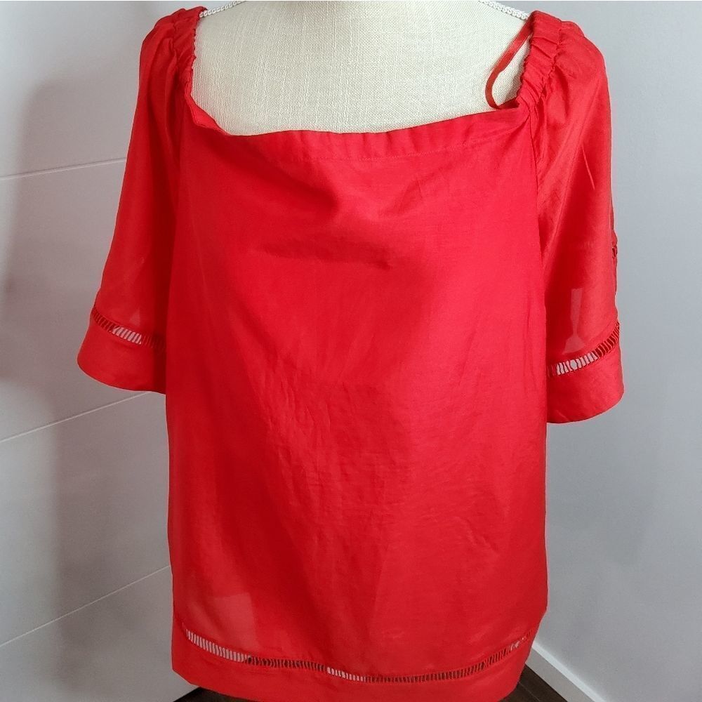 NWT Lauren Ralph Lauren Women's On/Off Shoulder Red Blouse Size L